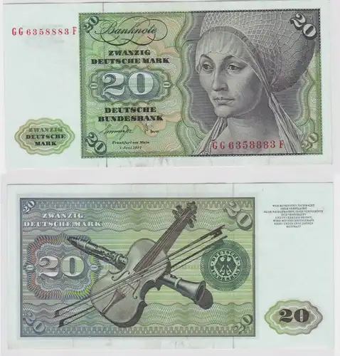 T146802 Banknote 20 DM Deutsche Mark Ro. 276a Schein 1.Juni 1977 KN GG 6358883 F