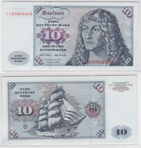 T146749 Banknote 10 DM Deutsche Mark Ro. 270a Schein 2.Jan. 1970 KN CC 6306510 Q