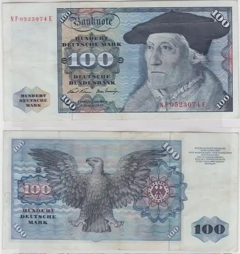 T146742 Banknote 100 DM Deutsche Mark Ro. 273b Schein 2.Jan 1970 KN NF 0523074 E