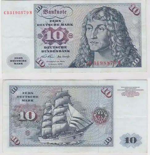 T146714 Banknote 10 DM Deutsche Mark Ro. 270a Schein 2.Jan. 1970 KN CB 3198879 M