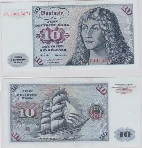 T146684 Banknote 10 DM Deutsche Mark Ro. 270a Schein 2.Jan. 1970 KN CC 7001537 V