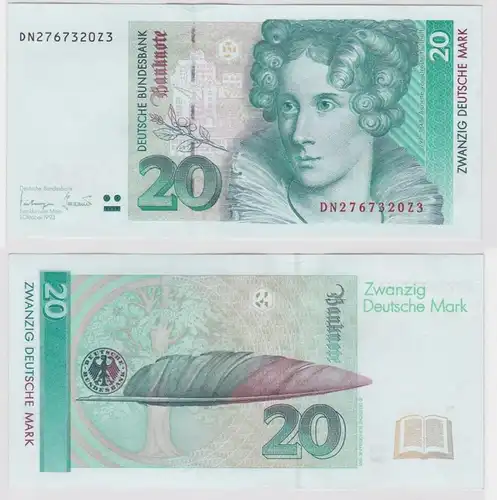 T146676 Banknote 20 DM Deutsche Mark Ro. 304a Schein 1.Okt. 1993 KN DN 2767320Z3
