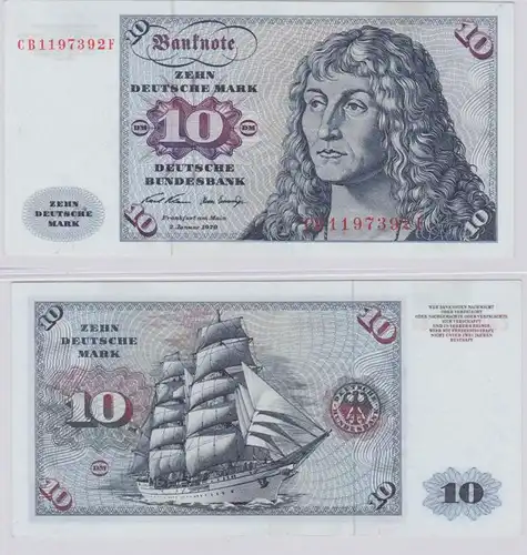 T146672 Banknote 10 DM Deutsche Mark Ro. 270a Schein 2.Jan. 1970 KN CB 1197392 F