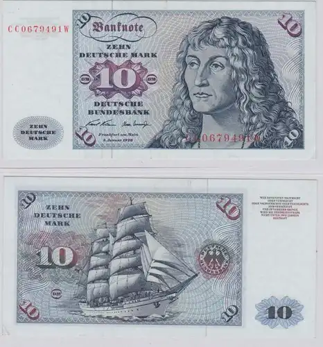 T146667 Banknote 10 DM Deutsche Mark Ro. 270a Schein 2.Jan. 1970 KN CC 0679491 W