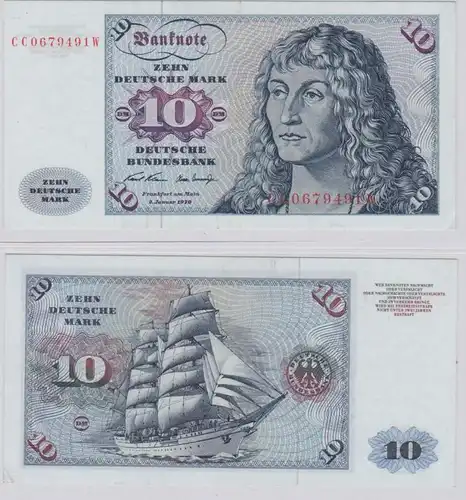 T146667 Banknote 10 DM Deutsche Mark Ro. 270a Schein 2.Jan. 1970 KN CC  W