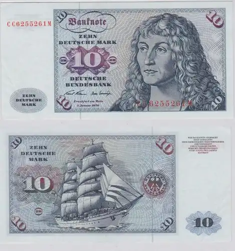 T146596 Banknote 10 DM Deutsche Mark Ro. 270a Schein 2.Jan. 1970 KN CC 6255261 M