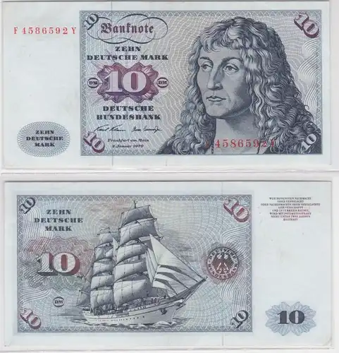 T146595 Banknote 10 DM Deutsche Mark Ro. 270a Schein 2.Jan. 1970 KN F 4586592 Y