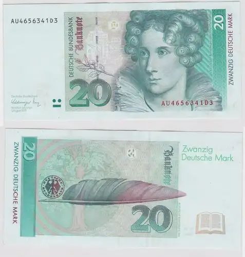 T146584 Banknote 20 DM Deutsche Mark Ro. 298a Schein 1.Aug. 1991 KN AU 4656341D3