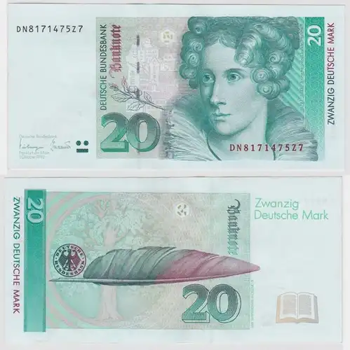 T146577 Banknote 20 DM Deutsche Mark Ro. 304a Schein 1.Okt. 1993 KN DN 8171475Z7
