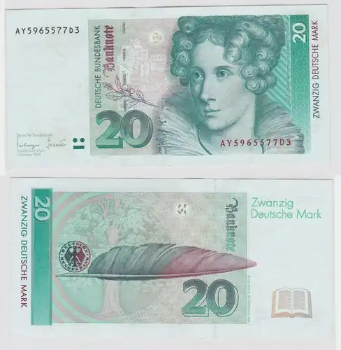 T146576 Banknote 20 DM Deutsche Mark Ro. 304a Schein 1.Okt. 1993 KN AY 5965577D3