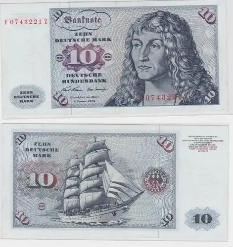 T146567 Banknote 10 DM Deutsche Mark Ro. 270a Schein 2.Jan. 1970 KN F 0743221 Z
