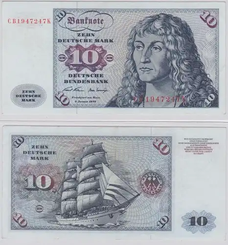 T146564 Banknote 10 DM Deutsche Mark Ro. 270a Schein 2.Jan. 1970 KN CB 1947247 K