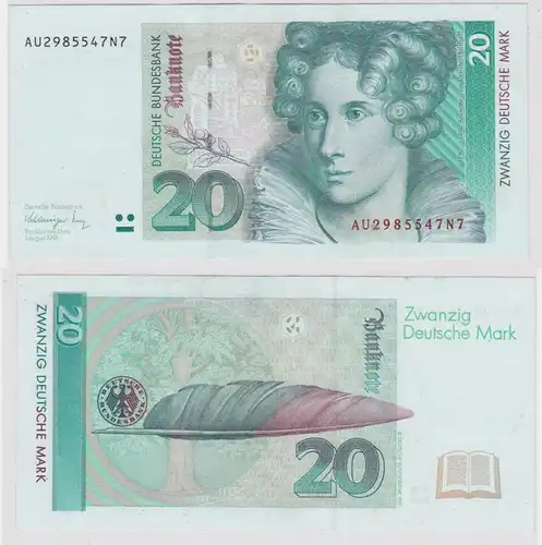 T146563 Banknote 20 DM Deutsche Mark Ro. 298a Schein 1.Aug. 1991 KN AU 2985547N7