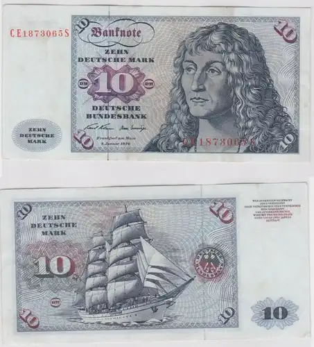 T146556 Billet 10 DM Mark allemand Ro. 270b Blau 2.jan. 1970 NC CE 1873065 S