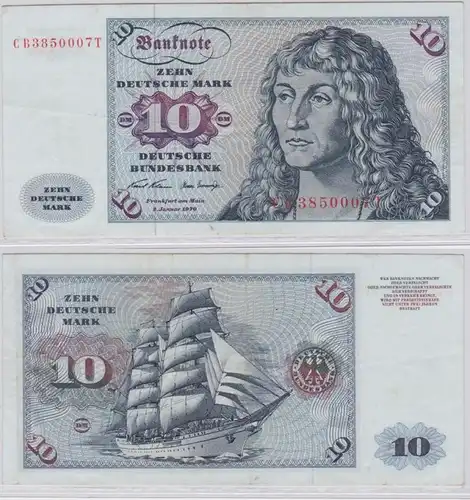 T146551 Banknote 10 DM Deutsche Mark Ro. 270a Schein 2.Jan. 1970 KN CB 3850007 T