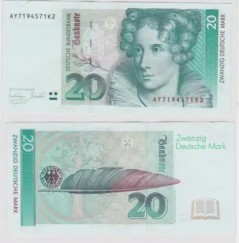 T146550 Banknote 20 DM Deutsche Mark Ro. 304a Schein 1.Okt. 1993 KN AY 7194571K2