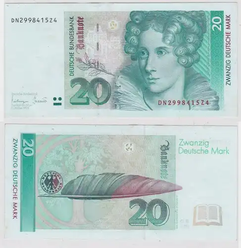 T146549 Banknote 20 DM Deutsche Mark Ro. 304a Schein 1.Okt. 1993 KN DN 2998415Z4