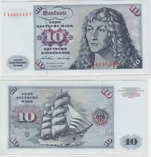 T146531 Banknote 10 DM Deutsche Mark Ro. 270a Schein 2.Jan. 1970 KN F 4428446 Y