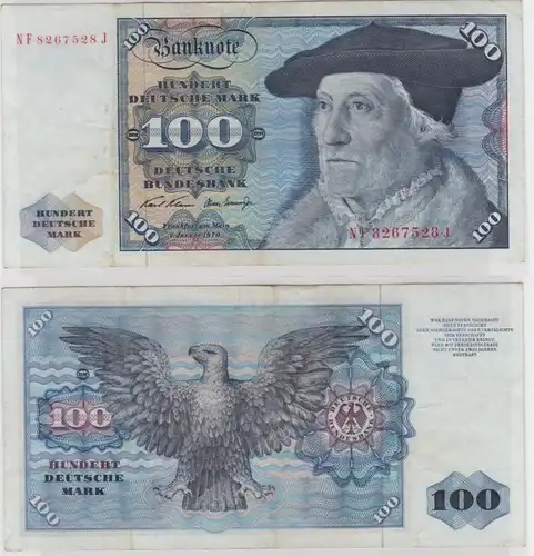 T146512 Banknote 100 DM Deutsche Mark Ro. 273b Schein 2.Jan 1970 KN NF 8267528 J