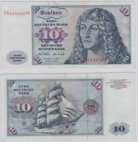 T146509 Banknote 10 DM Deutsche Mark Ro. 270b Schein 2.Jan. 1970 KN CE 9544987 U
