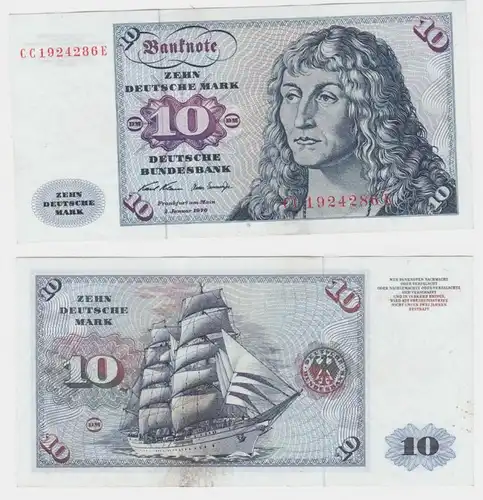 T146508 Banknote 10 DM Deutsche Mark Ro. 270a Schein 2.Jan. 1970 KN CC 1924286 E