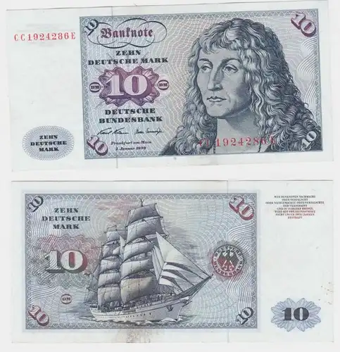 T146508 Banknote 10 DM Deutsche Mark Ro. 270a Schein 2.Jan. 1970 KN CC  E