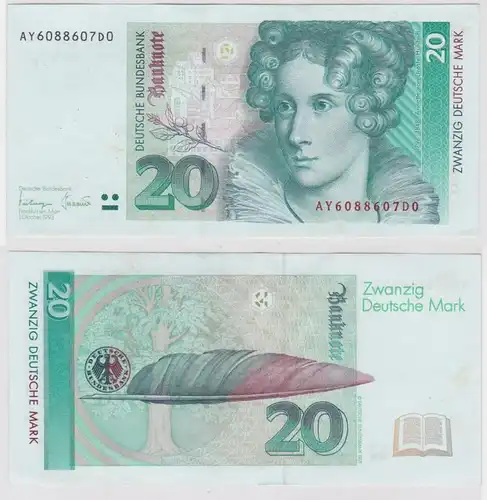 T146496 Banknote 20 DM Deutsche Mark Ro. 304a Schein 1.Okt. 1993 KN AY 6088607D0