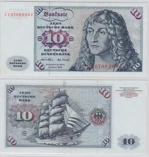 T146495 Banknote 10 DM Deutsche Mark Ro. 270a Schein 2.Jan. 1970 KN CC 9700390 J