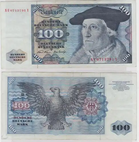 T146435 Banknote 100 DM Deutsche Mark Ro. 273b Schein 2.Jan 1970 KN NE 0713791 Y