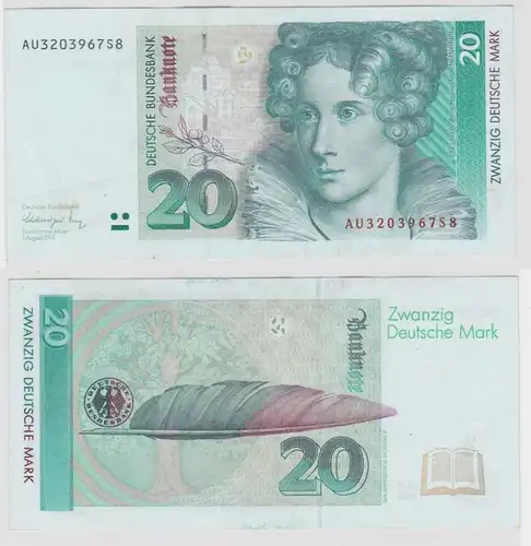 T146420 Banknote 20 DM Deutsche Mark Ro. 298a Schein 1.Aug. 1991 KN AU 3203967S8