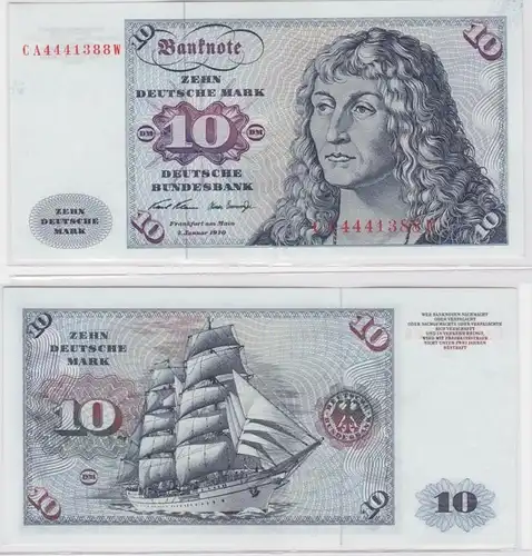 T146413 Banknote 10 DM Deutsche Mark Ro. 270a Schein 2.Jan. 1970 KN CA 4441388 W