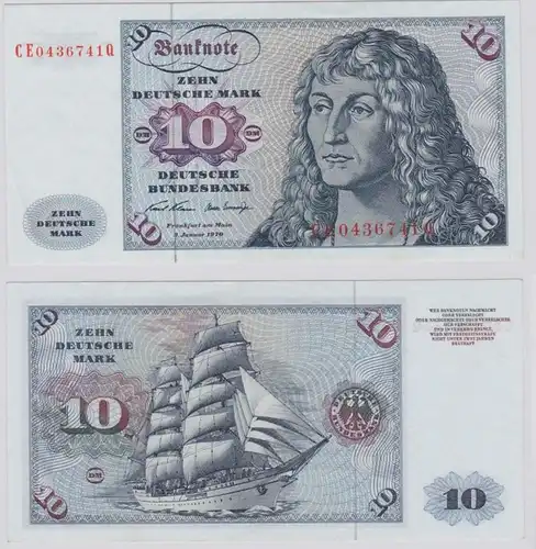 T146411 Banknote 10 DM Deutsche Mark Ro. 270b Schein 2.Jan. 1970 KN CE 0436741 Q