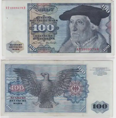 T146409 Banknote 100 DM Deutsche Mark Ro. 273b Schein 2.Jan 1970 KN NE 2609579 H