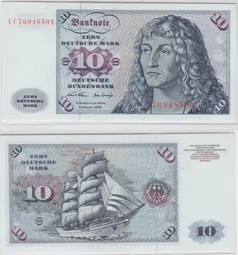 T146408 Banknote 10 DM Deutsche Mark Ro. 270a Schein 2.Jan. 1970 KN CC 7694850 X