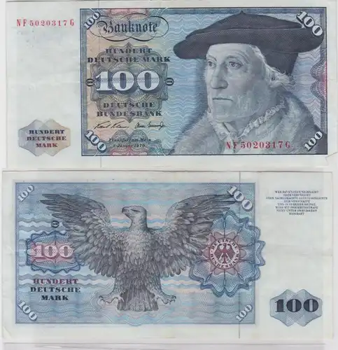 T146402 Banknote 100 DM Deutsche Mark Ro. 273b Schein 2.Jan 1970 KN NF 5020317 G
