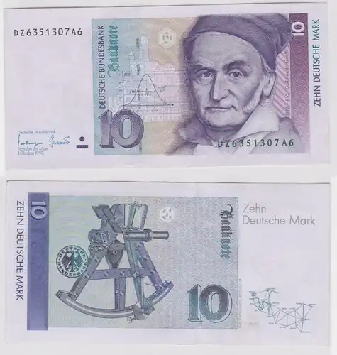 T146396 Banknote 10 DM Deutsche Mark Ro. 303a Schein 1.Okt. 1993 KN DZ 6351307A6