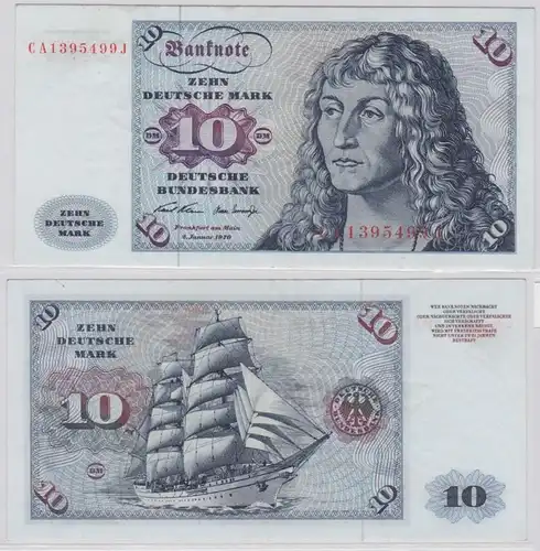 T146394 Banknote 10 DM Deutsche Mark Ro. 270a Schein 2.Jan. 1970 KN CA 1395499 J