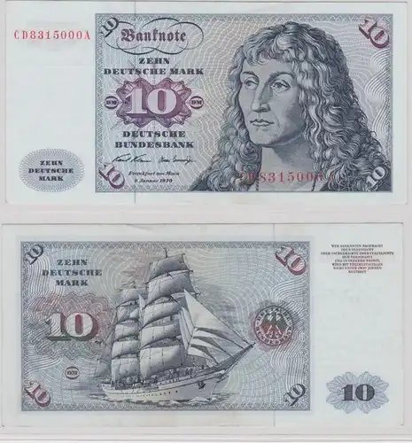 T146387 Banknote 10 DM Deutsche Mark Ro. 270a Schein 2.Jan. 1970 KN CD 8315000 A