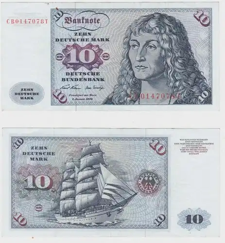 T146378 Banknote 10 DM Deutsche Mark Ro. 270a Schein 2.Jan. 1970 KN CB 0147078 T