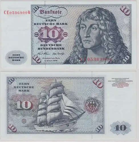 T146377 Banknote 10 DM Deutsche Mark Ro. 270b Schein 2.Jan. 1970 KN CE 0536900 Q