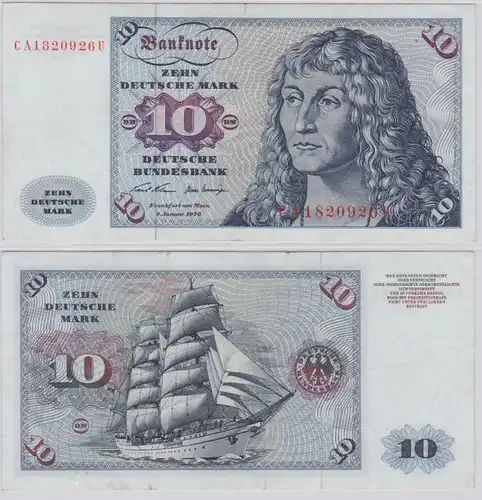 T146376 Banknote 10 DM Deutsche Mark Ro. 270a Schein 2.Jan. 1970 KN CA 1820926 U
