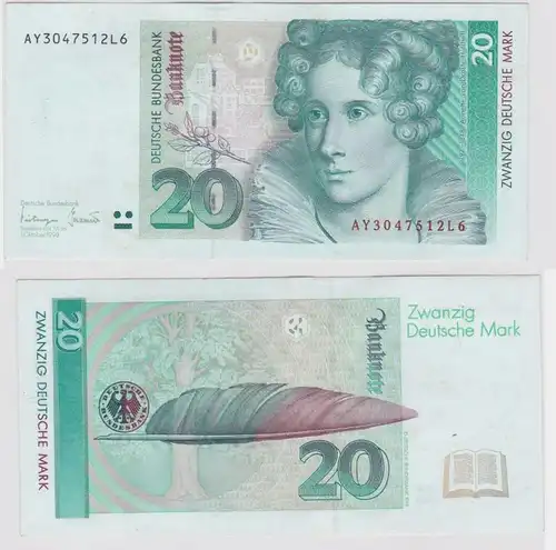 T146369 Banknote 20 DM Deutsche Mark Ro. 304a Schein 1.Okt. 1993 KN AY 3047512L6