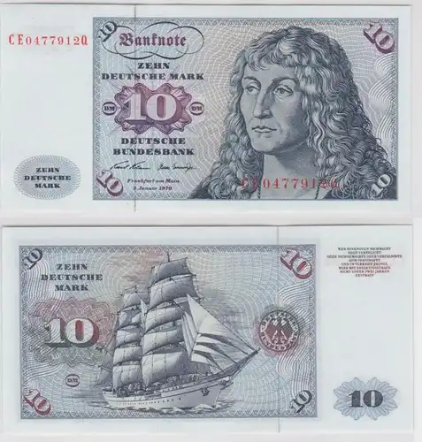 T146364 Banknote 10 DM Deutsche Mark Ro. 270b Schein 2.Jan. 1970 KN CE 0477912 Q