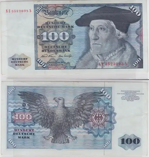 T146362 Banknote 100 DM Deutsche Mark Ro. 273b Schein 2.Jan 1970 KN NE 3523098 S