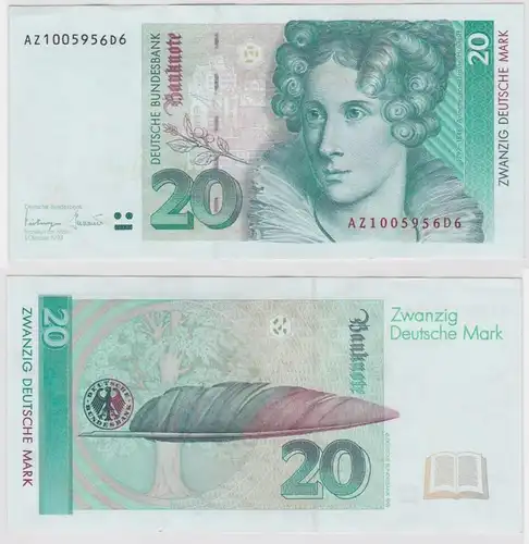 T146356 Banknote 20 DM Deutsche Mark Ro. 304a Schein 1.Okt. 1993 KN AZ 1005956D6
