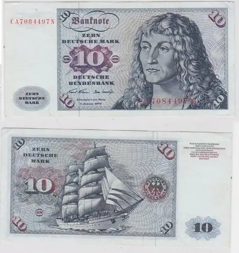 T146354 Banknote 10 DM Deutsche Mark Ro. 270a Schein 2.Jan. 1970 KN CA 7084497 N