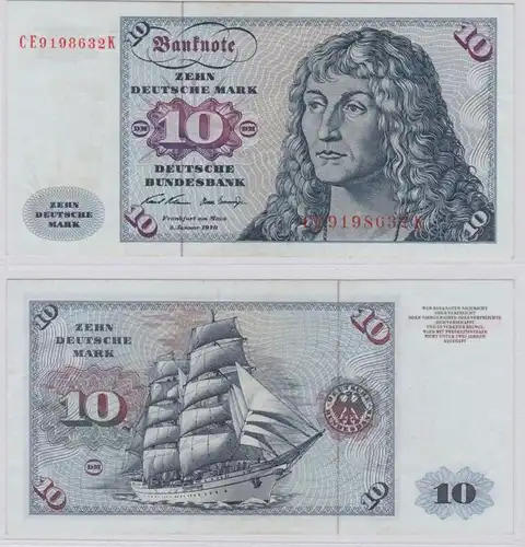 T146353 Banknote 10 DM Deutsche Mark Ro. 270b Schein 2.Jan. 1970 KN CE 9198632 K