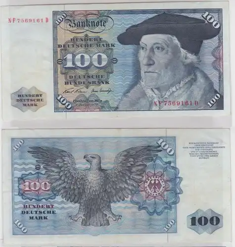 T146347 Banknote 100 DM Deutsche Mark Ro. 273b Schein 2.Jan 1970 KN NF 7569161 D