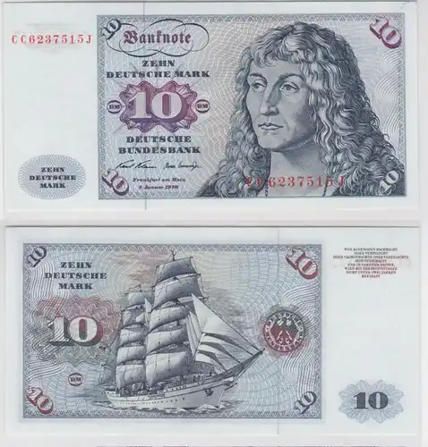 T146342 Banknote 10 DM Deutsche Mark Ro. 270a Schein 2.Jan. 1970 KN CC 6237515 J