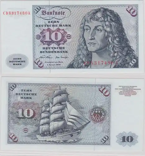 T146338 Banknote 10 DM Deutsche Mark Ro. 270a Schein 2.Jan. 1970 KN CD 8317480 A